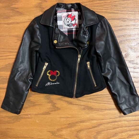 Girls Small (4T) Disney Minnie Mouse Biker Style Jacket Faux Leather EUC - Picture 14 of 14